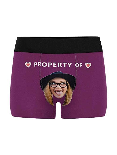 Personalized Face All-Over Printing Man Boxer Briefs with Wife's Face Heart with Property of on Black