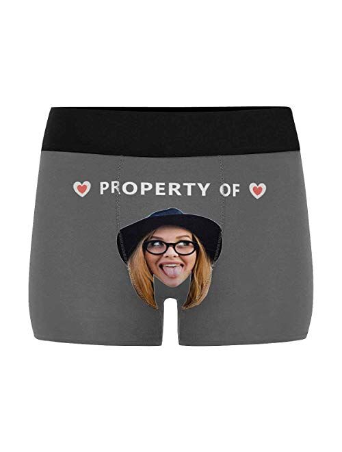 Personalized Face All-Over Printing Man Boxer Briefs with Wife's Face Heart with Property of on Black