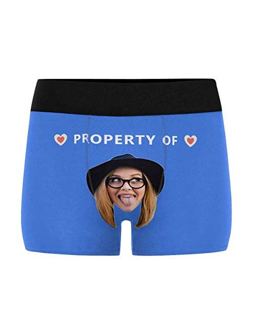 Personalized Face All-Over Printing Man Boxer Briefs with Wife's Face Heart with Property of on Black