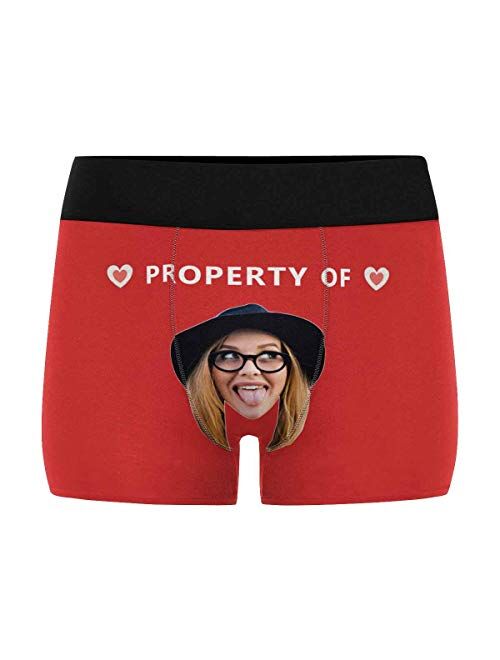 Personalized Face All-Over Printing Man Boxer Briefs with Wife's Face Heart with Property of on Black