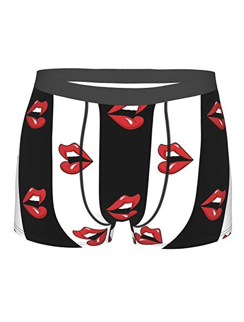 Antkondnm Pop Art Red Lips Funny Boxer Briefs Print Underwear for Men Custom