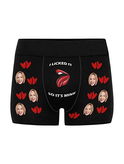 Custom Men Boxers Funny Face Novelty Underwear Print Briefs Photo for Men Banana Black