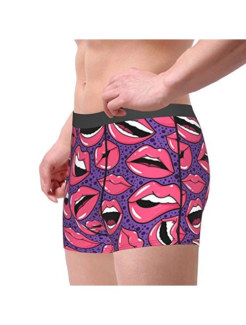 Antkondnm Lips Funny Boxer Briefs Print Underwear for Men Custom