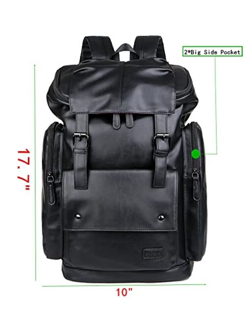 BAOSHA BP-16 PU Leather Casual Backpack College Backpack Daypack Black