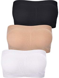 Women Bandeau Bra Padded Strapless Brarette Bra Seamless Bandeau Tube Top Bra