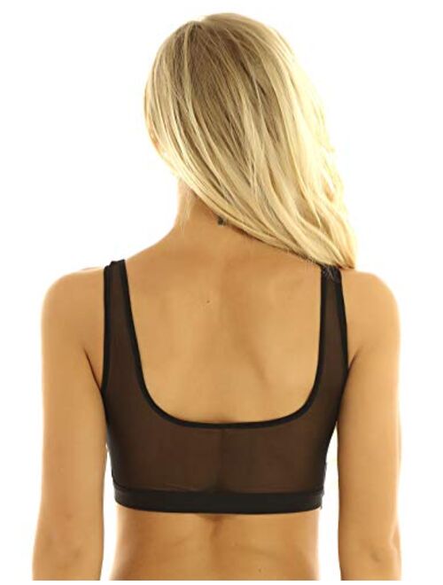 GARMERA Lace Bralette for Women Wirefree Sheer Bra Non Padded See