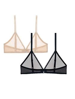 varsmiss Women Sheer Mesh Transparent Unlined Bra Sexy Wireless Underwear