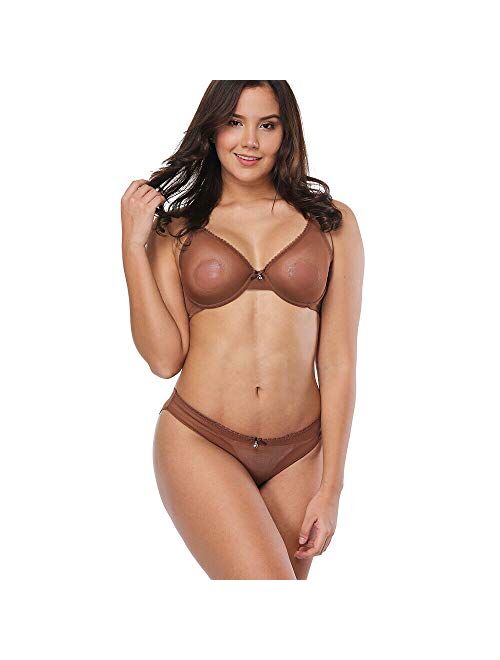 Women's Sheer See-Through Bra Plus Size Unlined Transparent Bras and Panties Set