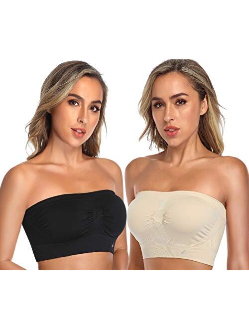 ANGOOL Strapless Comfort Wireless Bra with Slip Silicone Bandeau Bralette Tube Top 1/2/3 Packs