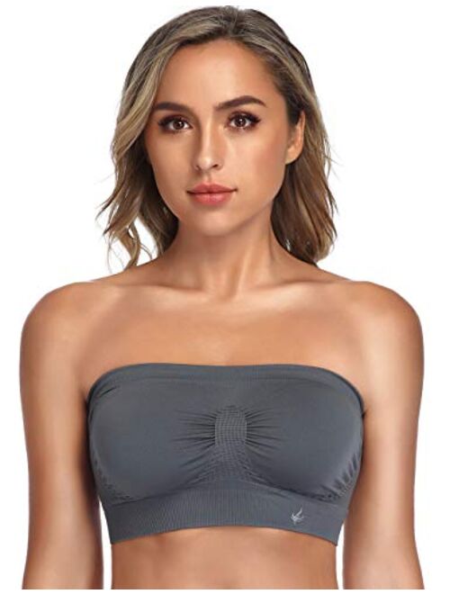 ANGOOL Strapless Comfort Wireless Bra with Slip Silicone Bandeau Bralette Tube Top 1/2/3 Packs