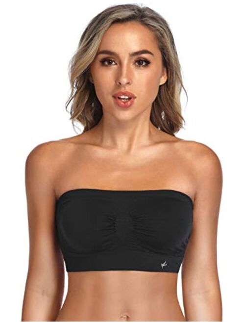 ANGOOL Strapless Comfort Wireless Bra with Slip Silicone Bandeau Bralette Tube Top 1/2/3 Packs