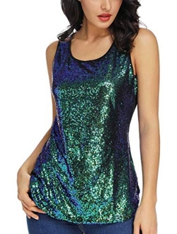 Henly Gift for Women Sequin Tank Top Sleeveless Sparkle Shimmer Vest Tops Glitter Camisole