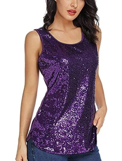 Henly Gift for Women Sequin Tank Top Sleeveless Sparkle Shimmer Vest Tops Glitter Camisole