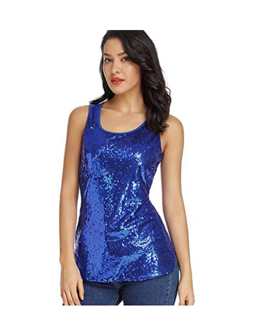 Henly Gift for Women Sequin Tank Top Sleeveless Sparkle Shimmer Vest Tops Glitter Camisole