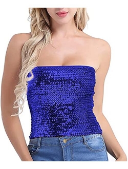 Alivila.Y Fashion Womens Sparkling Sequins Stretch Party Clubwear Tube Top