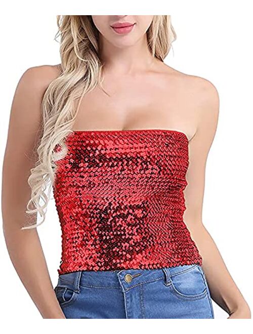 Alivila.Y Fashion Womens Sparkling Sequins Stretch Party Clubwear Tube Top