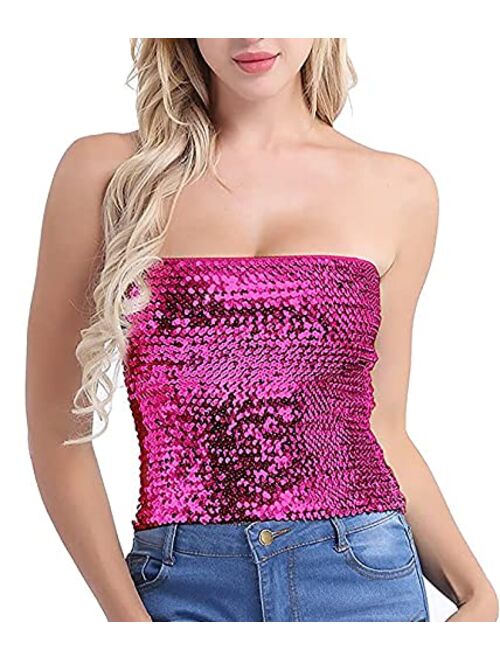 Alivila.Y Fashion Womens Sparkling Sequins Stretch Party Clubwear Tube Top