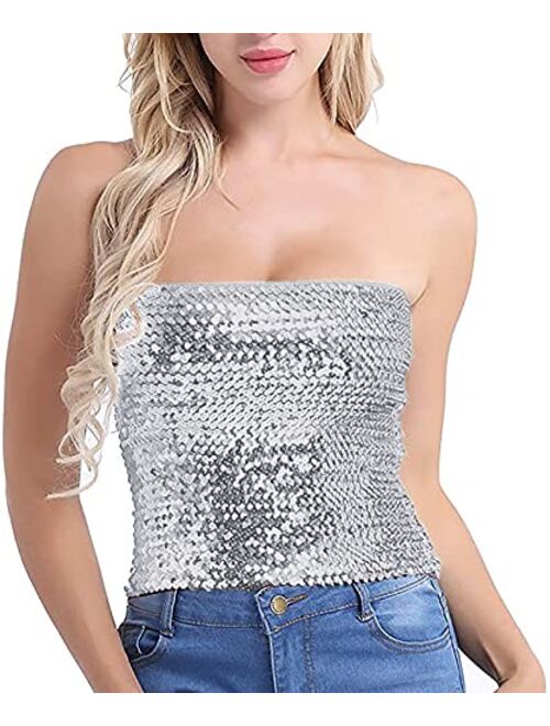 Alivila.Y Fashion Womens Sparkling Sequins Stretch Party Clubwear Tube Top