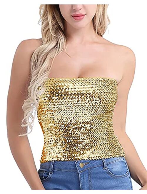 Alivila.Y Fashion Womens Sparkling Sequins Stretch Party Clubwear Tube Top