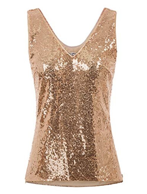 GRACE KARIN Women's Sleeveless Sparkle Sequin Tops V-Neck Cami Sexy Club Tank Top