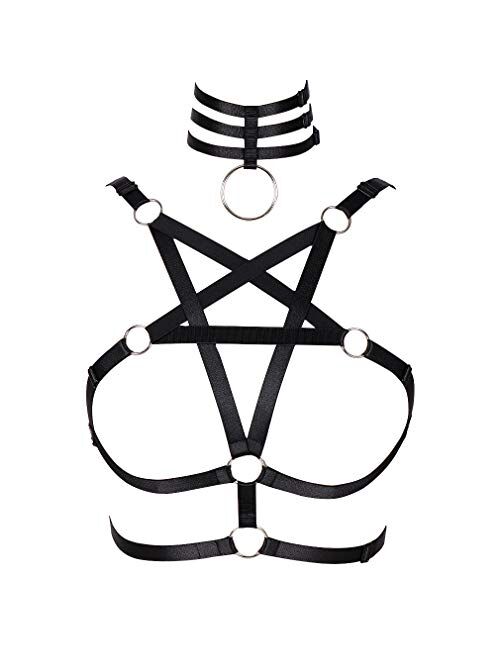 Buy Womens Body Pentagram Harness Bra Lingerie Punk Gothic Belt Cage Festival Rave Dance 8817