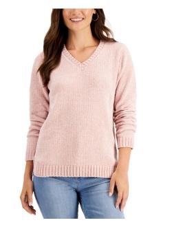 Karen Scott Petite Chenille V-Neck Sweater, Created For Macy's