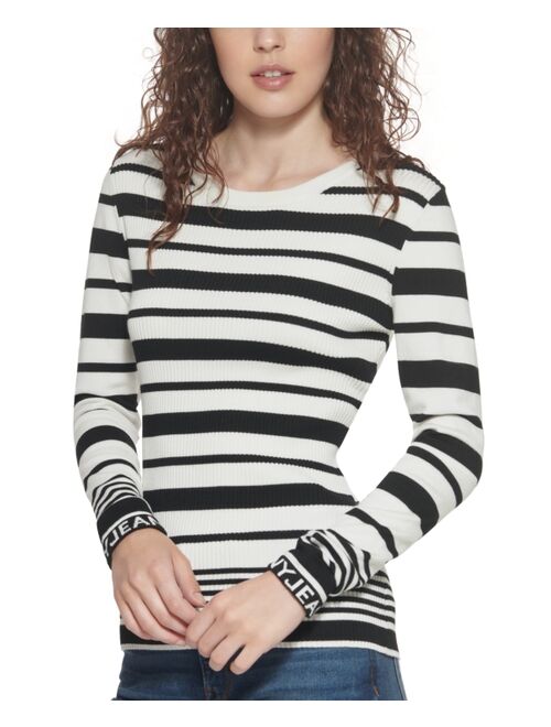 DKNY Ribbed Striped Crewneck Sweater