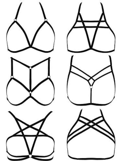 SATINIOR 6 Pieces Women Harness Bra Elastic Cupless Cage Bra Strappy Hollow Out