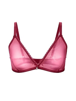 CYHWR Sheer Mesh Transparent Unlined Bra Sexy Wireless Underwear