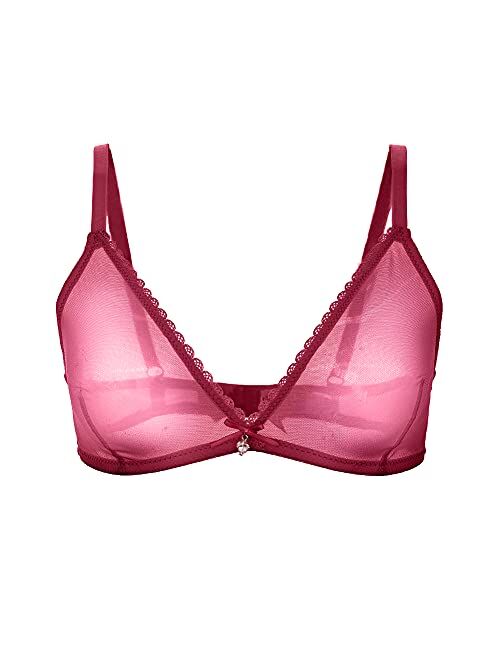 CYHWR Sheer Mesh Transparent Unlined Bra Sexy Wireless Underwear