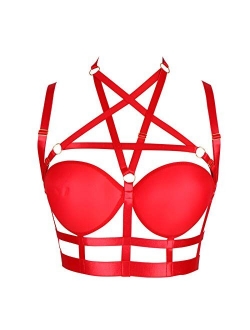 Woman's Body Harness Bra Lingerie cage Punk Goth Plus Size Festival Rave Pentagram Chest Strap Belt