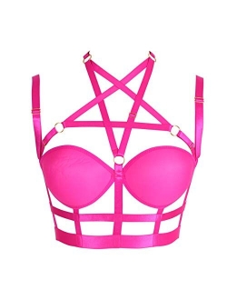 Woman's Body Harness Bra Lingerie cage Punk Goth Plus Size Festival Rave Pentagram Chest Strap Belt