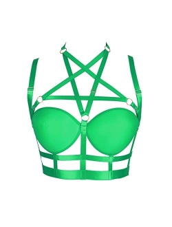 Woman's Body Harness Bra Lingerie cage Punk Goth Plus Size Festival Rave Pentagram Chest Strap Belt