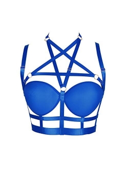 Woman's Body Harness Bra Lingerie cage Punk Goth Plus Size Festival Rave Pentagram Chest Strap Belt