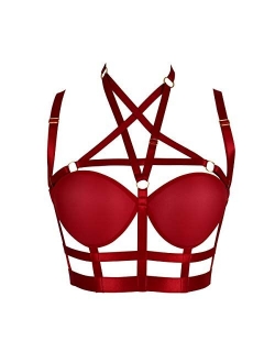 Woman's Body Harness Bra Lingerie cage Punk Goth Plus Size Festival Rave Pentagram Chest Strap Belt