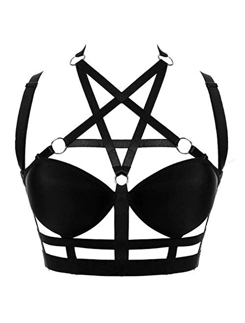 Buy Womans Body Harness Bra Lingerie Cage Punk Goth Plus Size Festival Rave Pentagram Chest