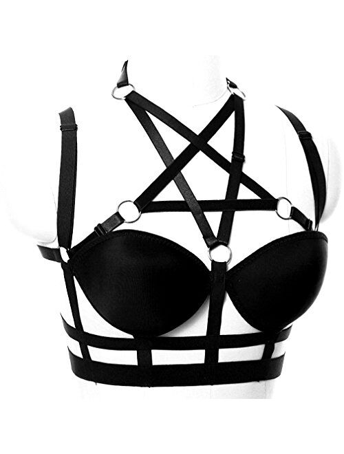 Buy Woman S Body Harness Bra Lingerie Cage Punk Goth Plus Size Festival Rave Pentagram Chest