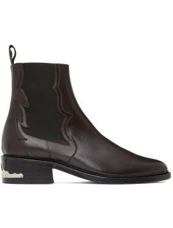 Toga Virilis SSENSE Exclusive Brown Leather Embellished Chelsea Boots