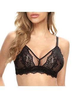 WingsLove Women's Sexy Lace Bra Non Padded Embroidered Unlined