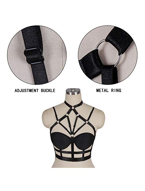 Buy Woman's Body Harness Bra Lingerie cage Punk Plus Size Festival Rave Chest  Strap Belt Goth Stretchy Fabric Halloween online