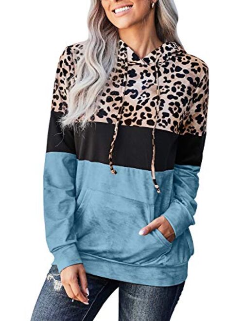 AZOKOE Women Tie Dye Hoodie Sweatshirts Casual Oversized Drawstring V Neck Loose Pullover Top with Pockets