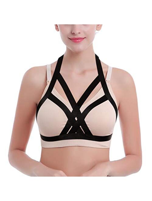  Jelinda Women Harness Elastic Cupless Cage Bra Hollow