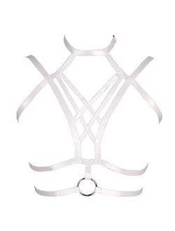 Women's Harness Bra Full cage Tops Punk Gothic Chest Strap Stretchy Fabric Hallowee Festive Rave