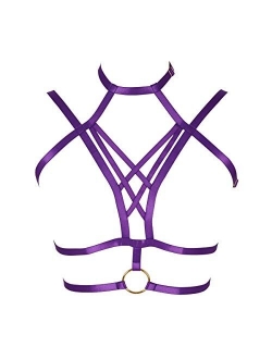 Women's Body Harness Waist Belt Strappy Tops Elastic Adjust Caged Cupless Bra Punk Goth Dance Rave Costume