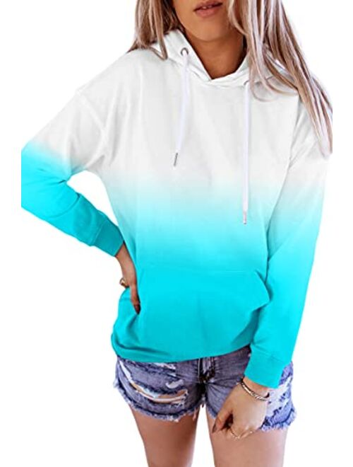 YOCUR Womens Tie Dye Hoodie Teen Girls Cute Ombre Sweatshirt Casual Loose Trendy Pullover Tops