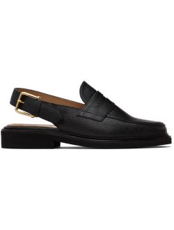 Black Slingback Micro Sole Penny Loafers