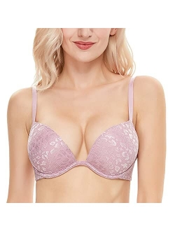 Wingslove Women's Push Up Bra Deep V Plunge Underwire T-Shirt Bra Multiway 2 Cups Up