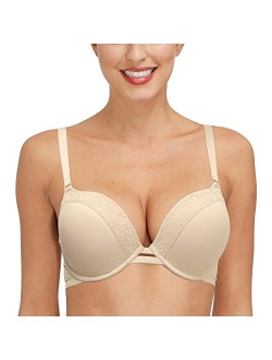 Plusexy Padded Push Up Bra Lift Underwire Support Plunge T Shirt Brassiere for Women Add One Cup