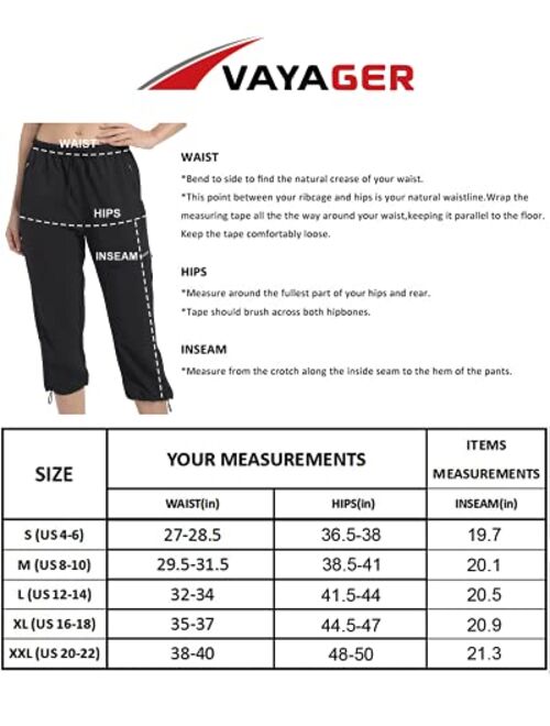 VAYAGER Women's Hiking Capris Pants Loose-Fit Lightweight Water Resistant Cargo Pants UPF 50+ Casual Joggers Zipper Pockets