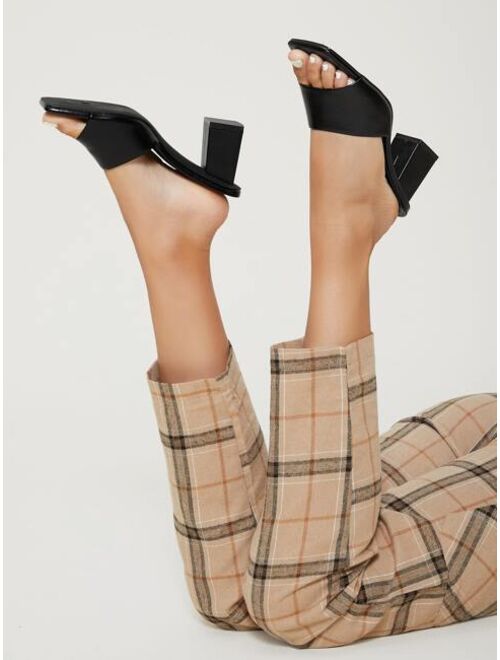 Shein Faux Leather Open-Toe Block Heels